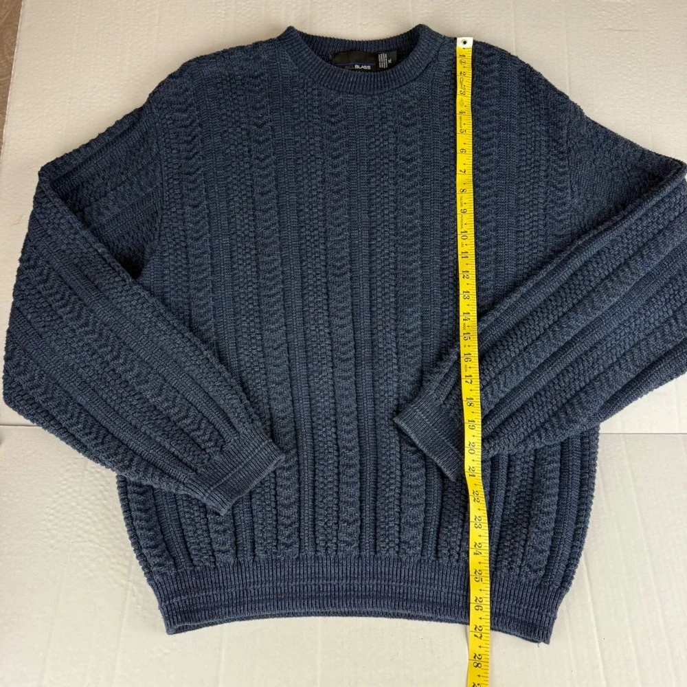 Bill Blass Mens Sweater Blue Textured Knit Crew Neck Long Sleeve XL Grandpacore - Picture 5 of 5